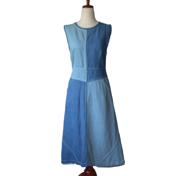 Anthropologie - Holding Horses Patchwork Denim Dress - Size 4 - Picture 4 of 7